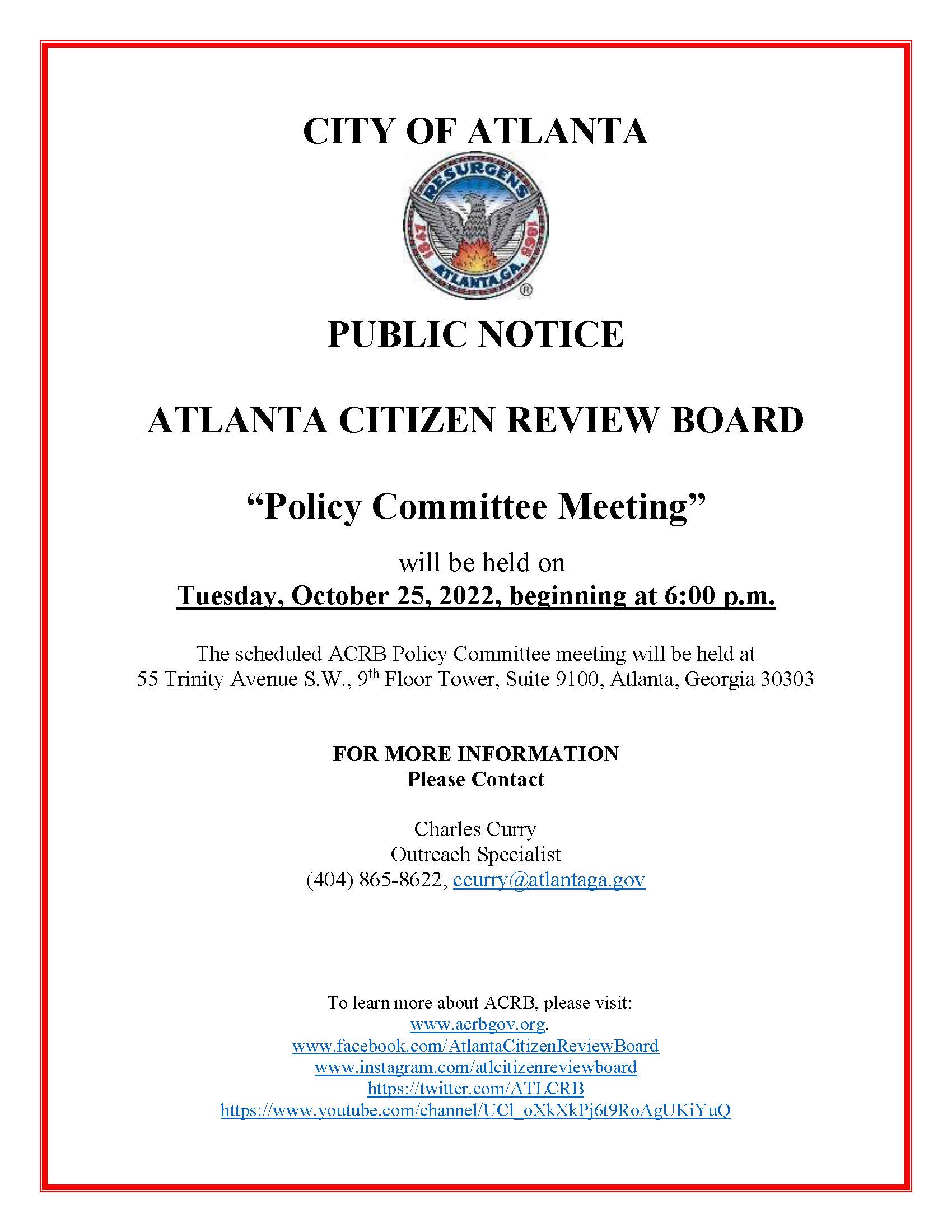 ACRB Public Notice_Policy Cmte._Tuesday Oct. 25 2022