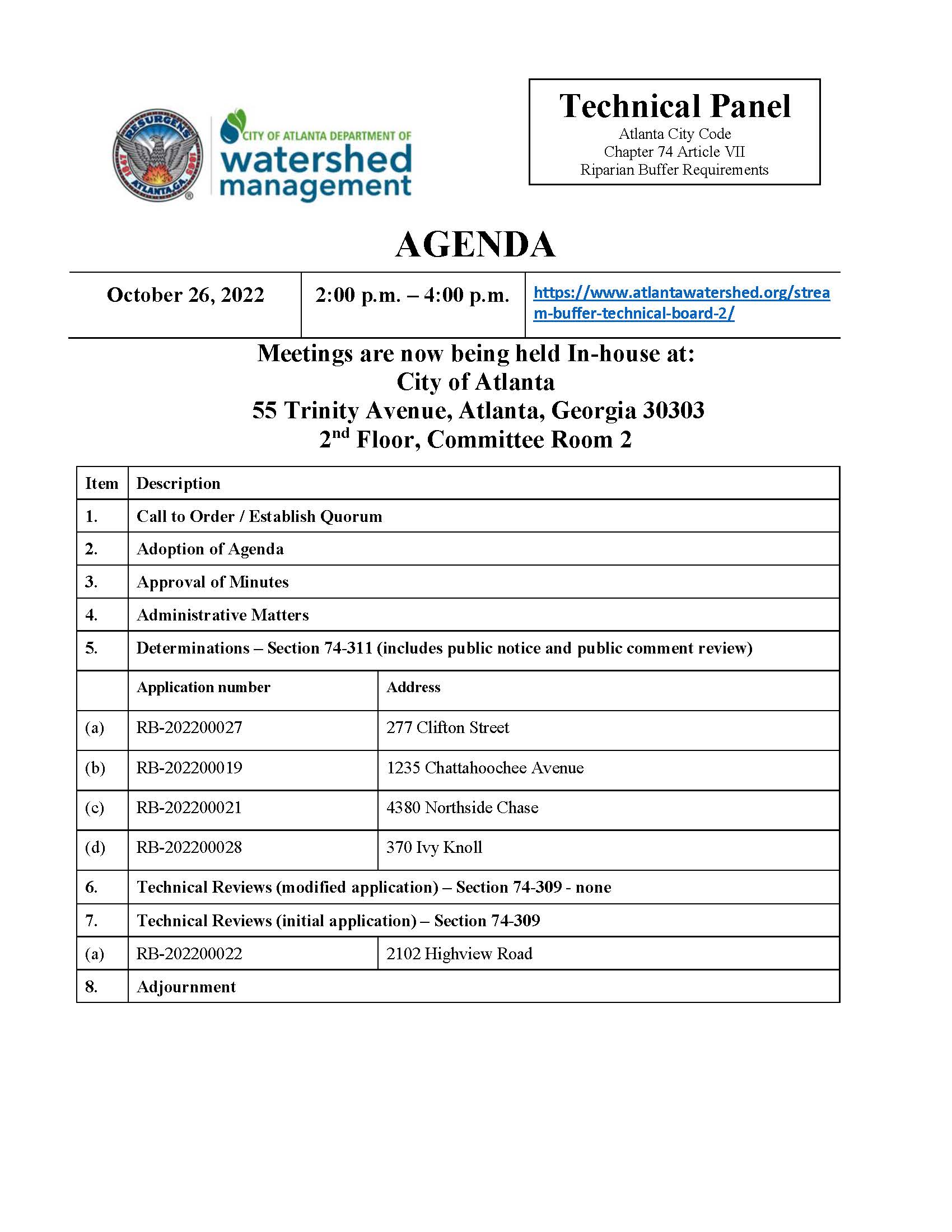 AGENDA - Technical Panel - 10-26-22