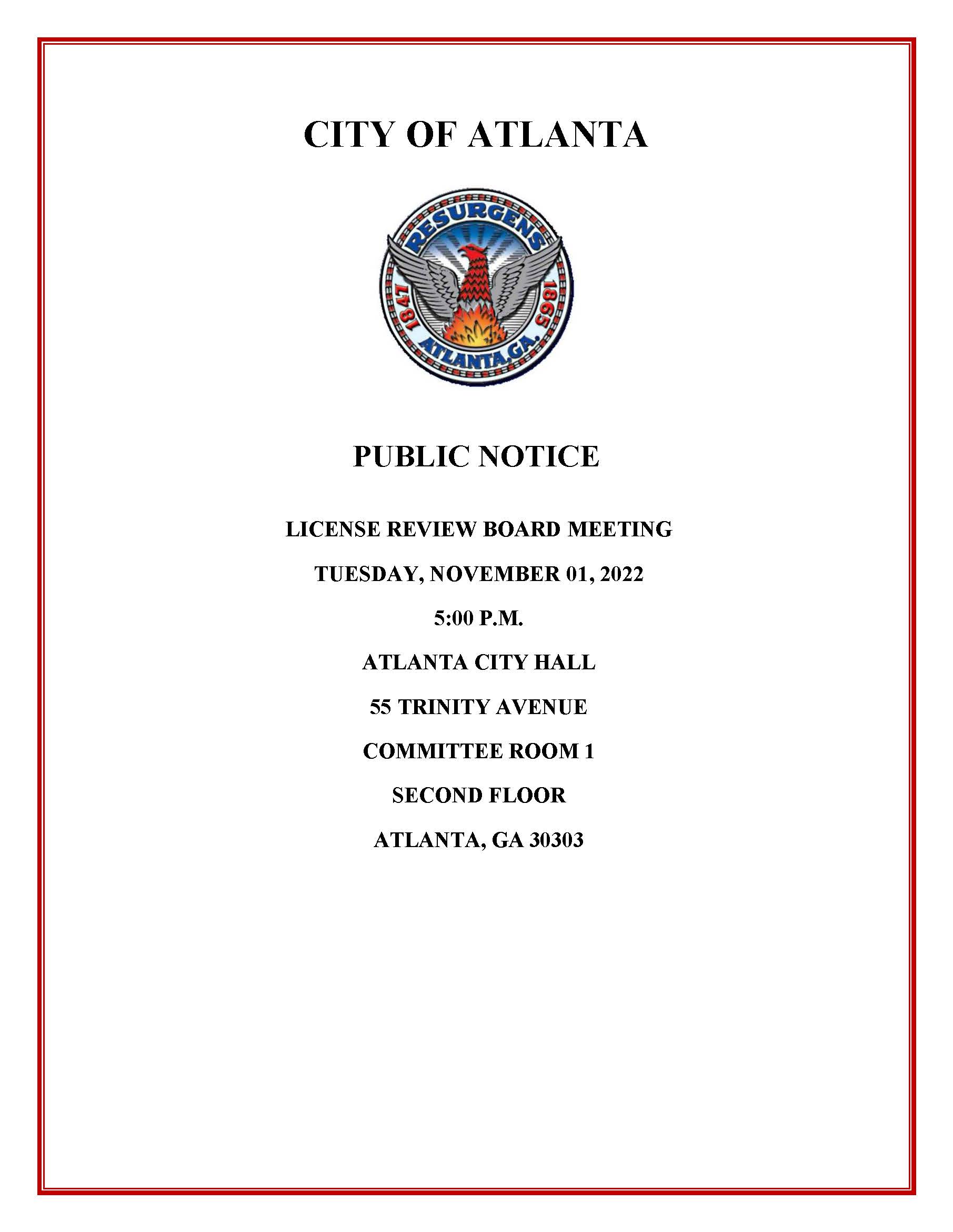 License Review Board Meeting Public Notice 11.01.2022