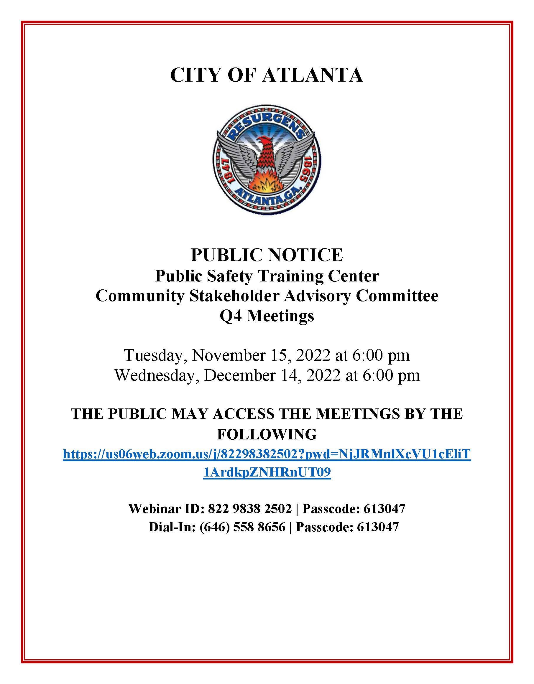 Public Notice Community Stakeholder Advisory Committe Q4