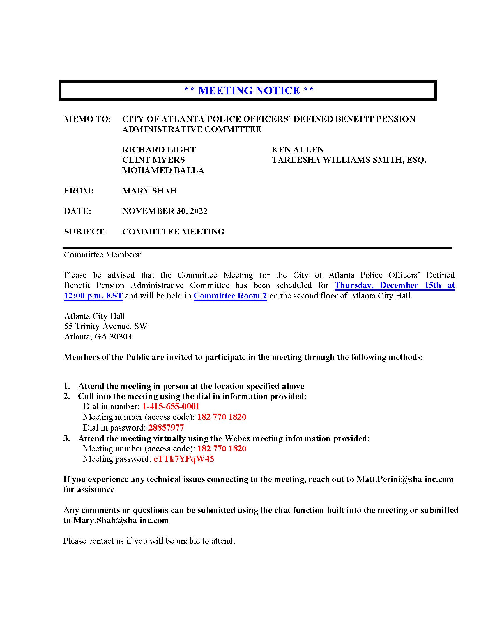 COAP - Meeting Notice 12.15.2022