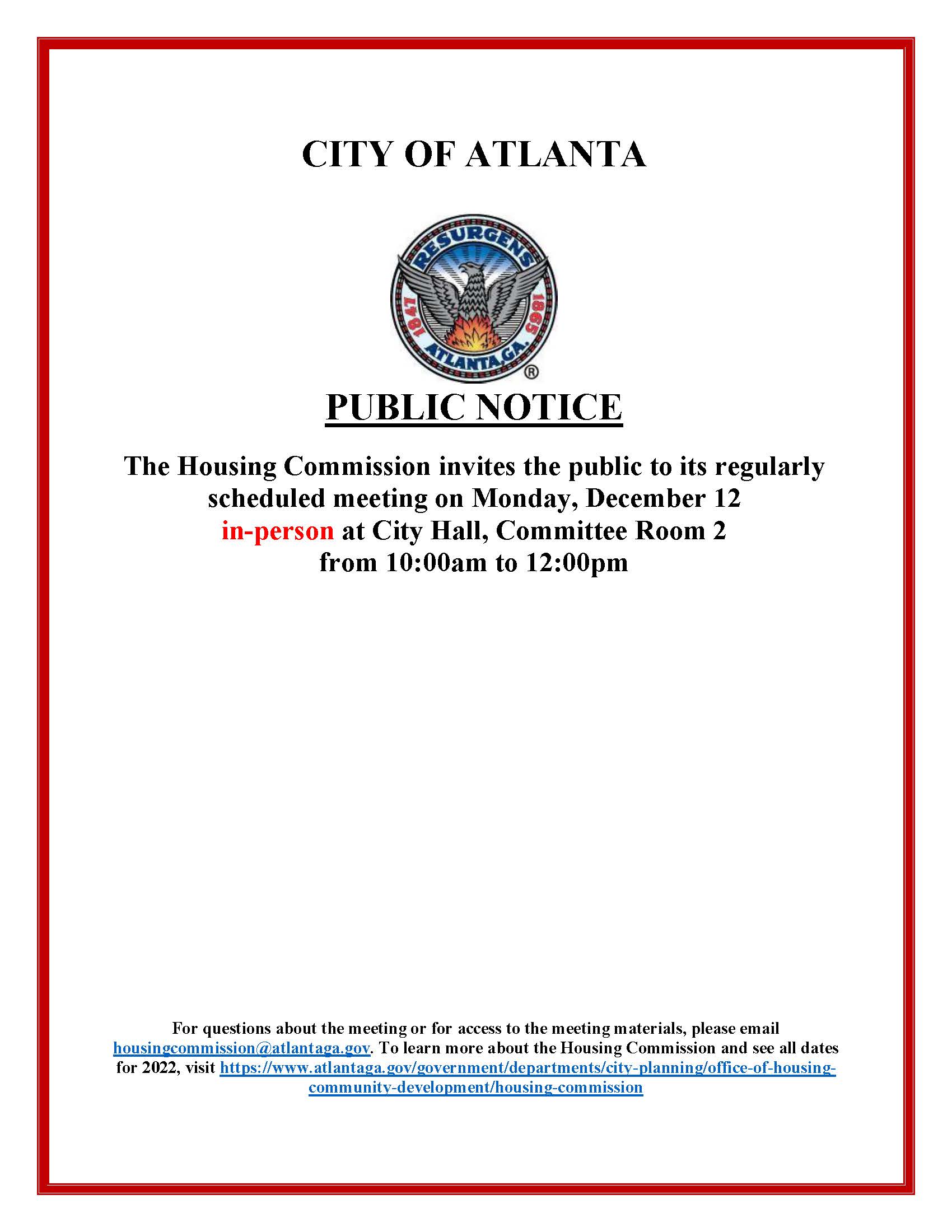 AHC Public Meeting Notice 121222