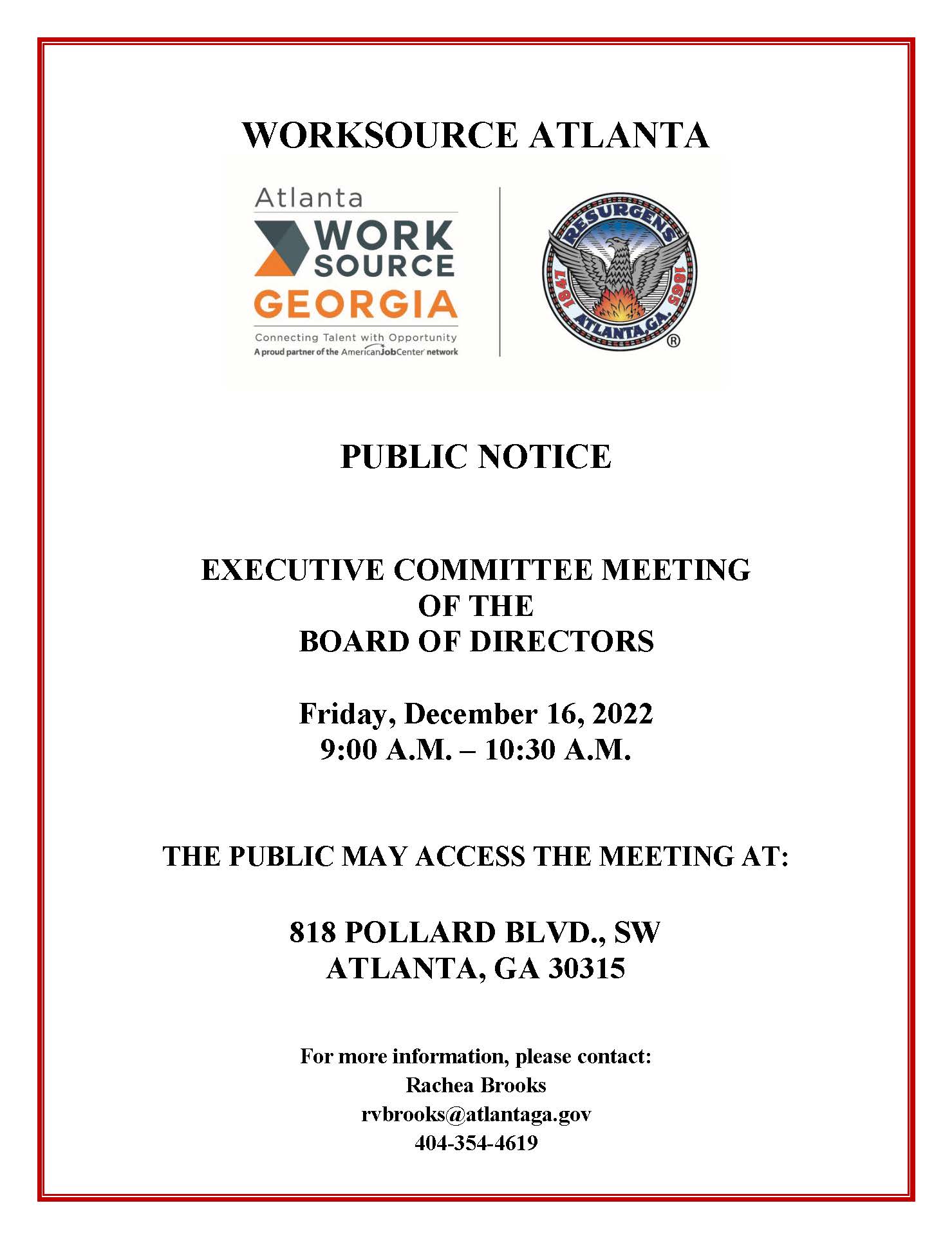 Public Notice (In-Person) - Executive Committee BOD 12162022