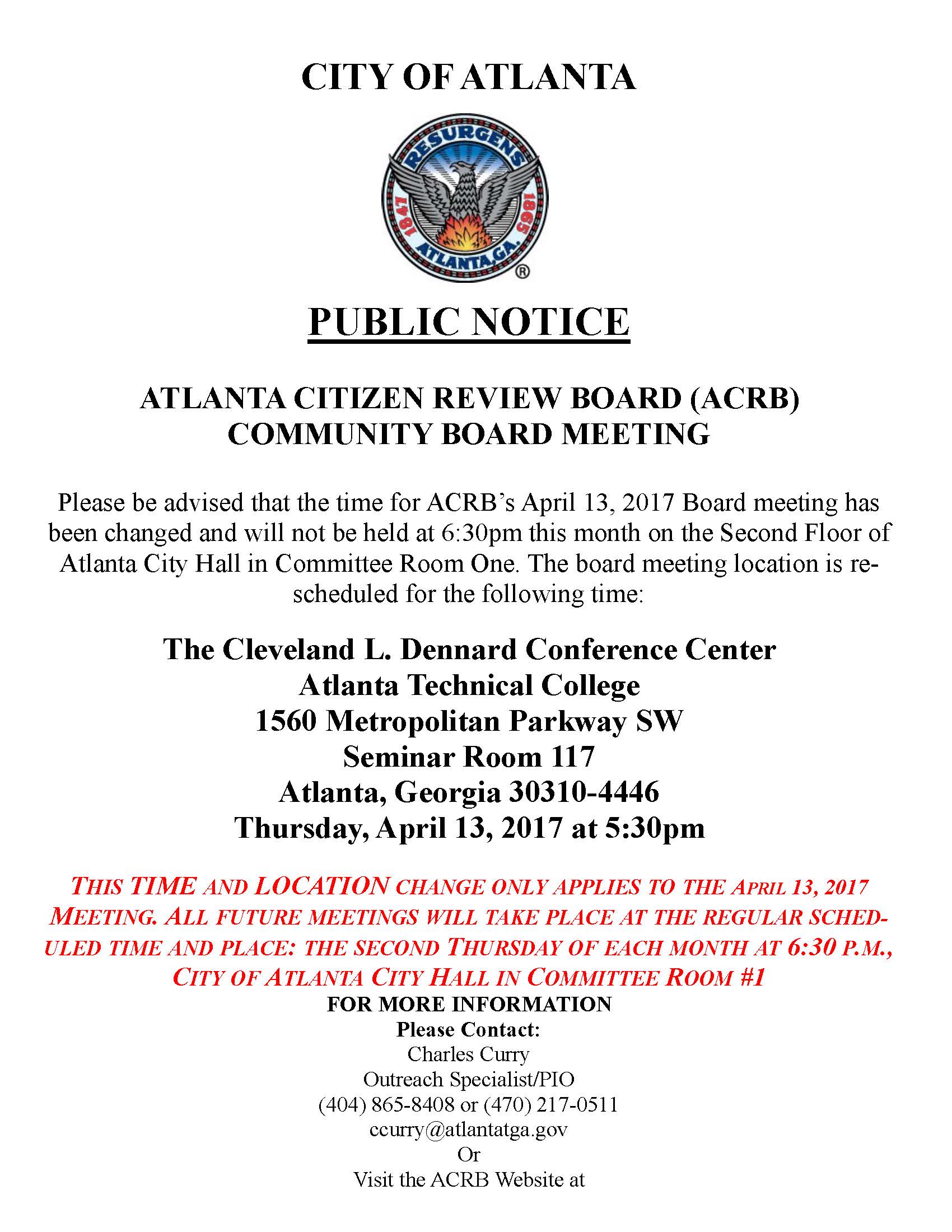 Public Notice - April 13 2017 ACRB Board Meeting