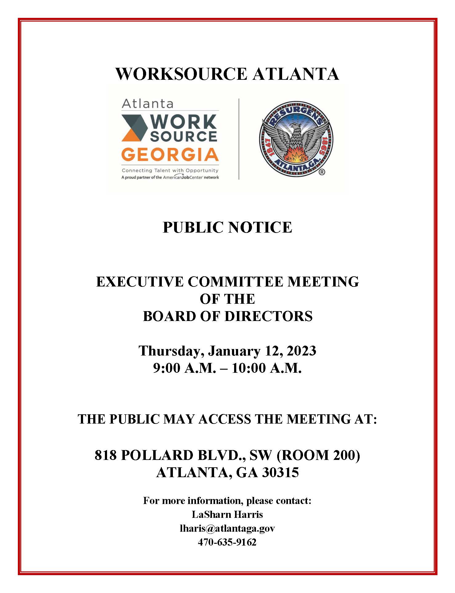 Public Notice (In-Person) - Executive Committee 01122023