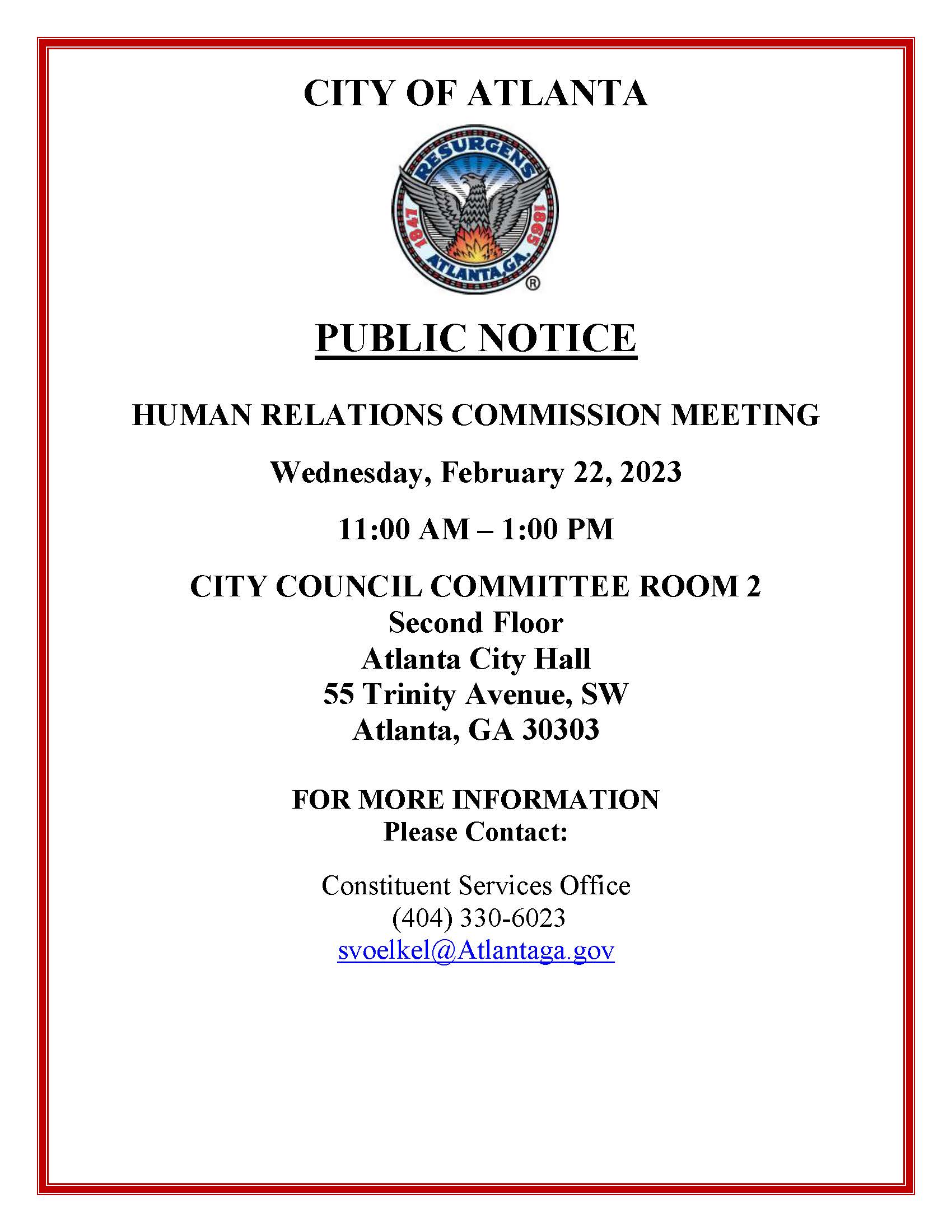 UPDATED Public Notice February 22 2023 HRC Meeting