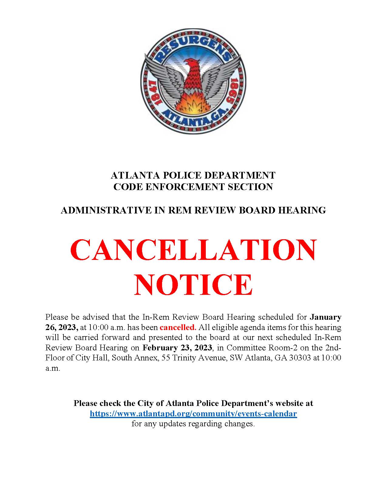 IN REM CANCELLATION NOTICE.1.26.2023