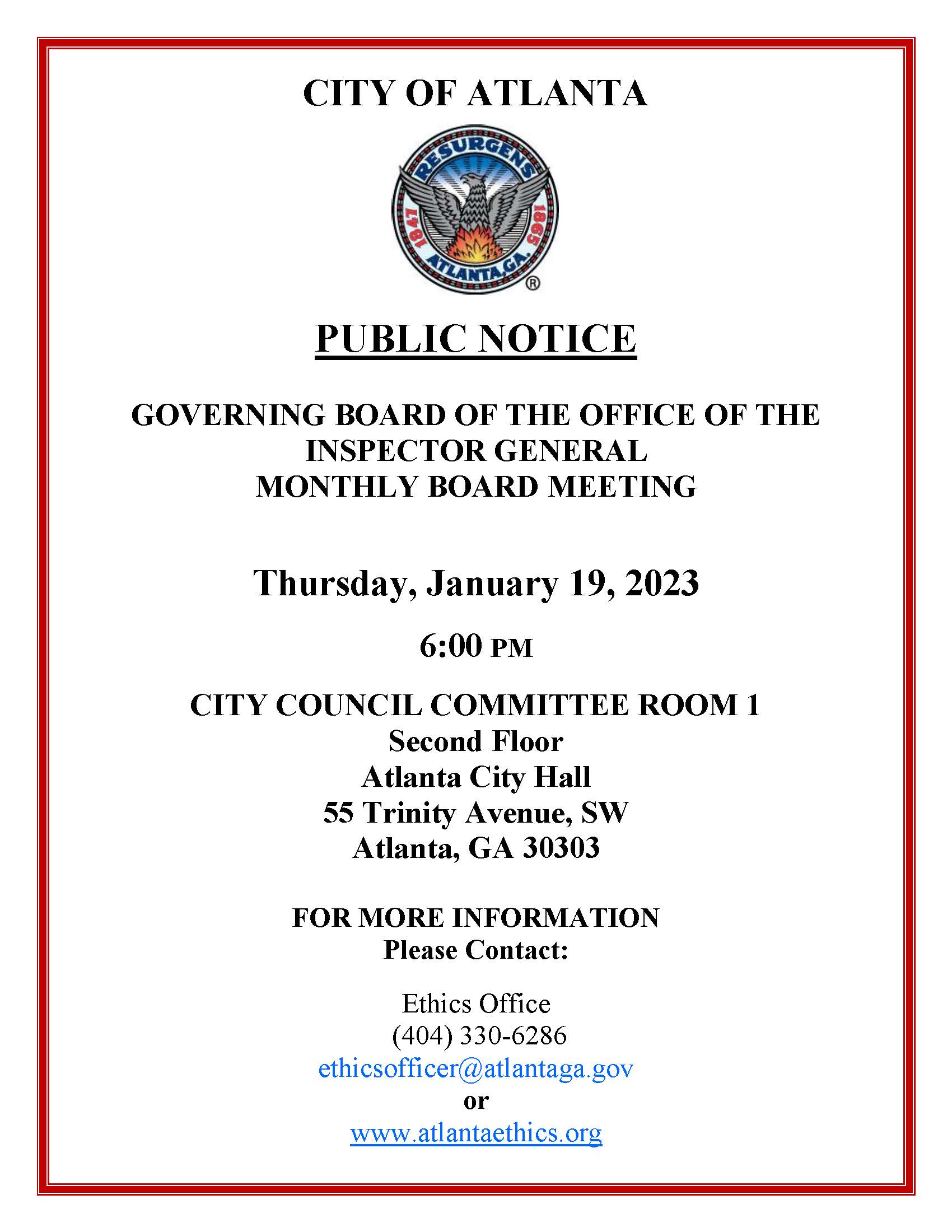 Monthly Board Meeting_Public Notice_011923