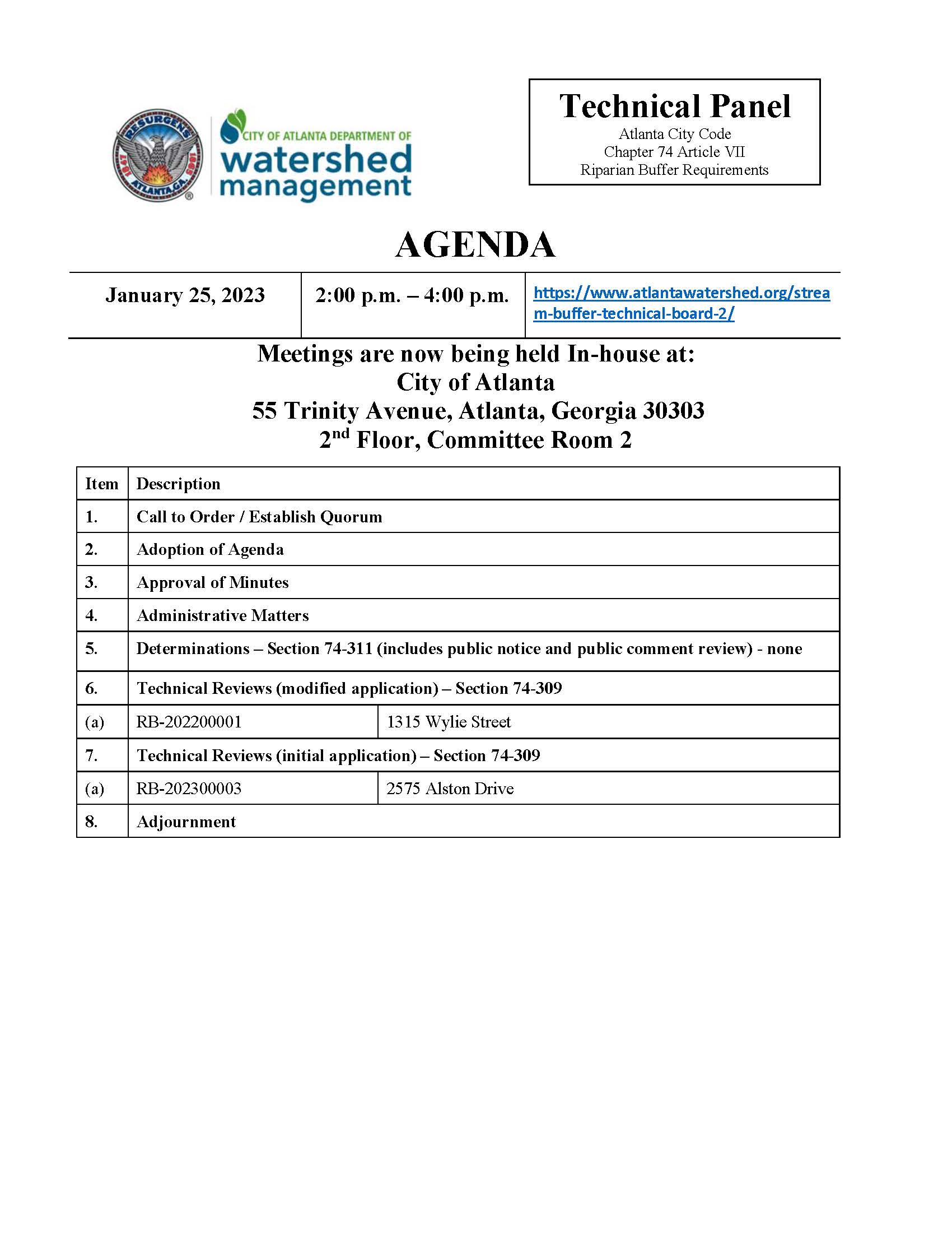 AGENDA - Technical Panel - 1-25-23