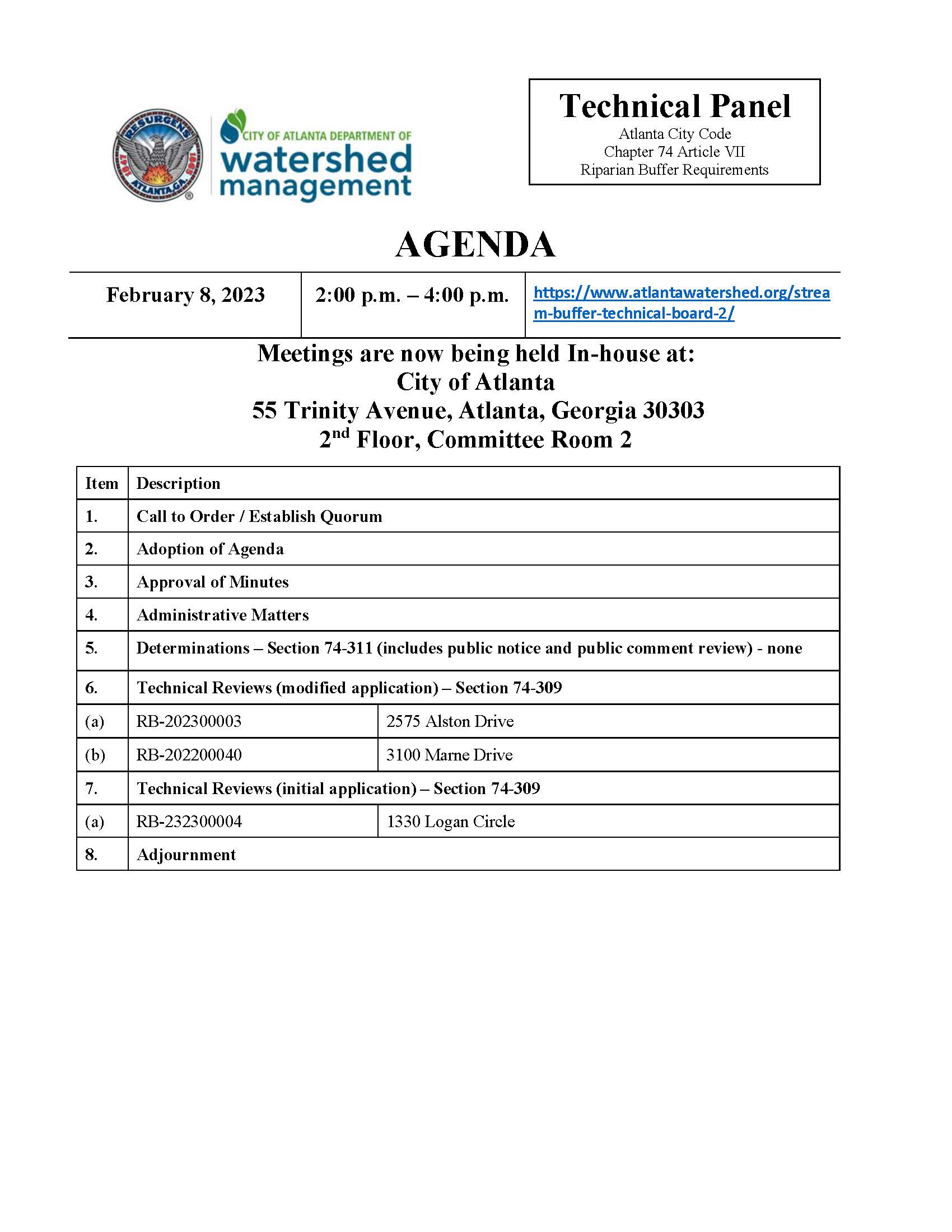 AGENDA - Technical Panel - 2-8-23