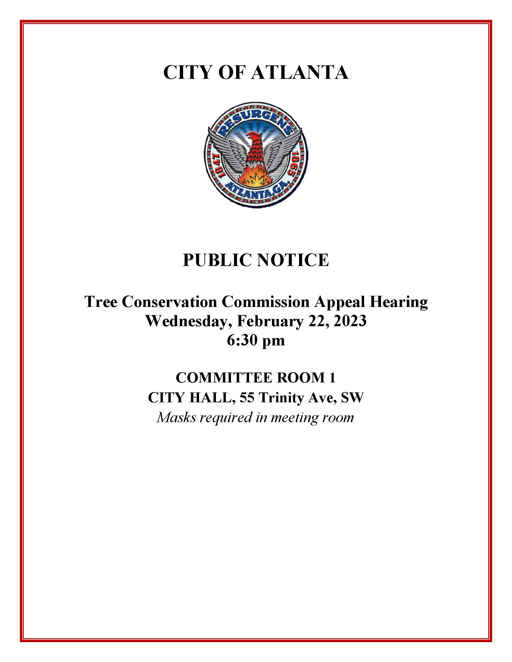 Public Notice Tree Conservation Commission Hearing February 22 2023