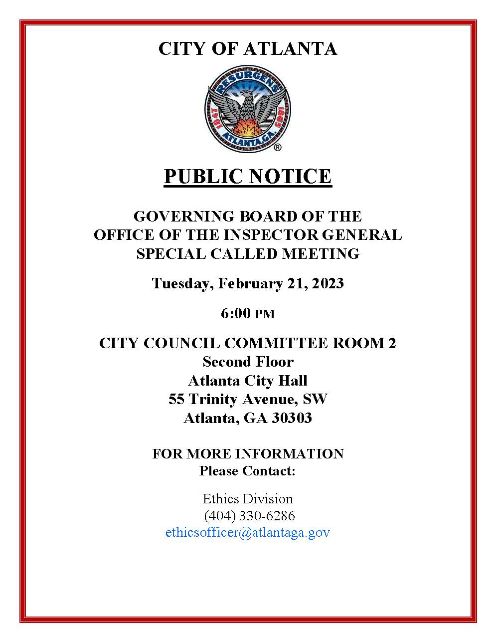 Special Called Meeting_Public Notice_02212023