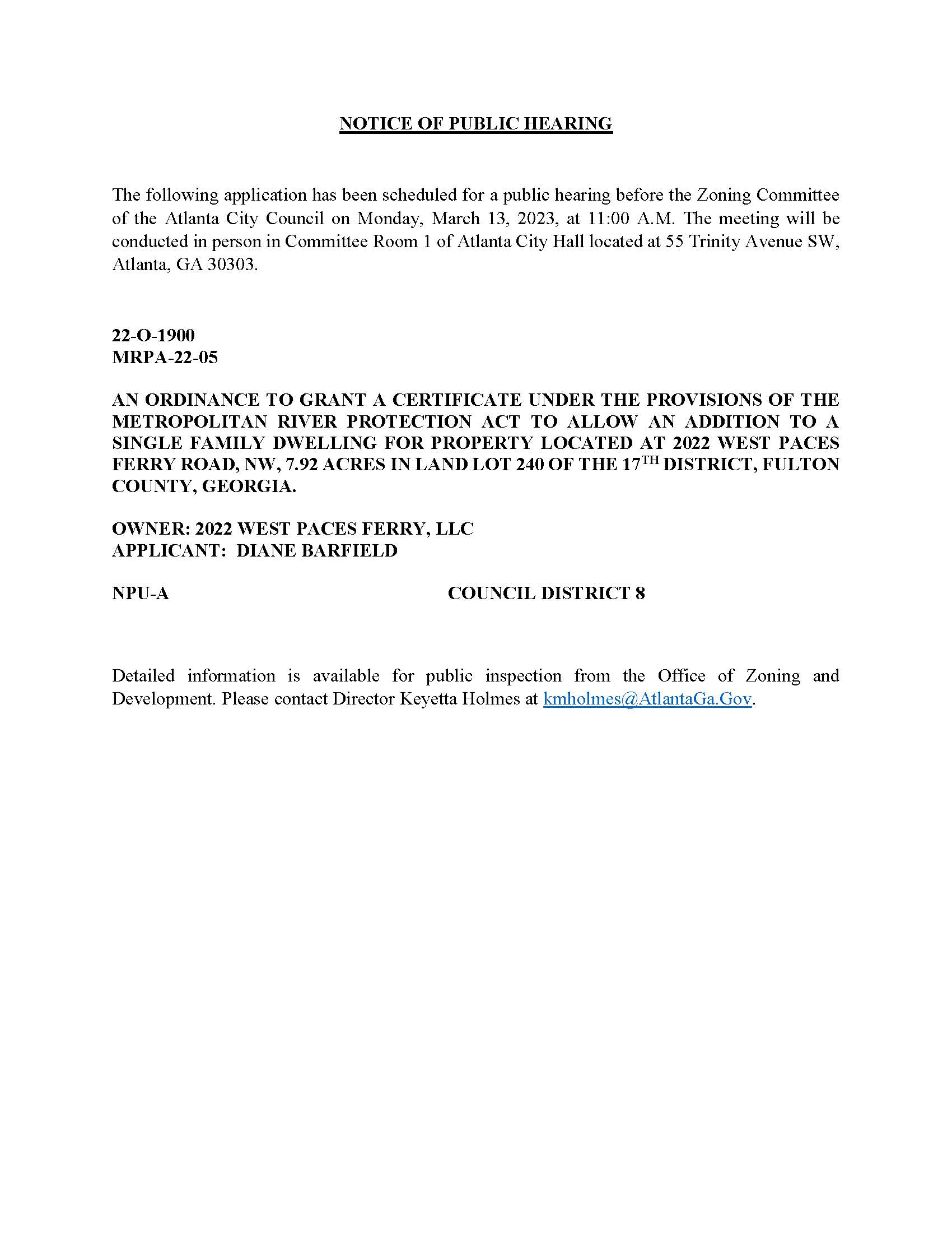 ZONING PUBLIC HEARING 22-O-1900 (MRPA-22-05) March 13.2023