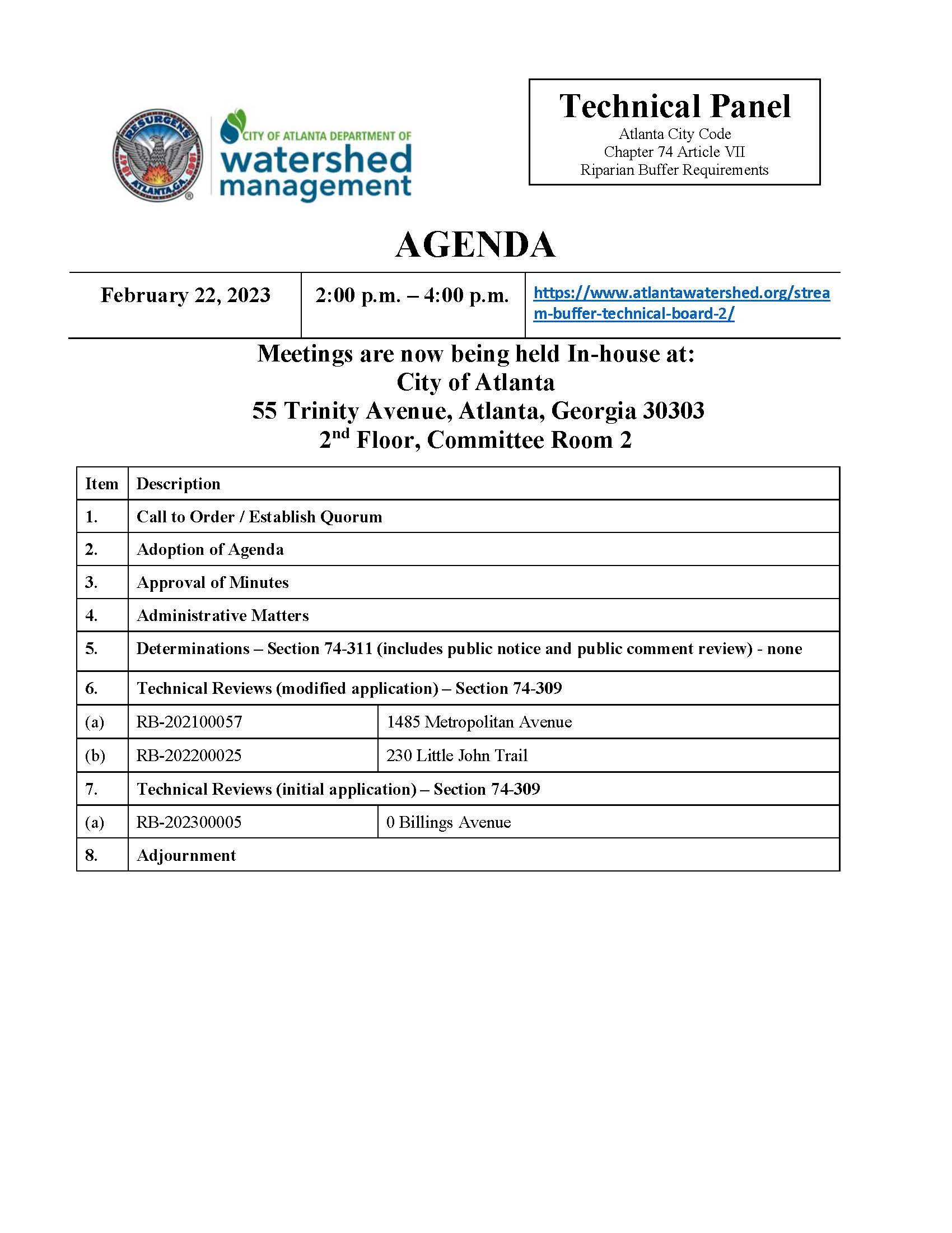 AGENDA - Technical Panel - 2-22-23