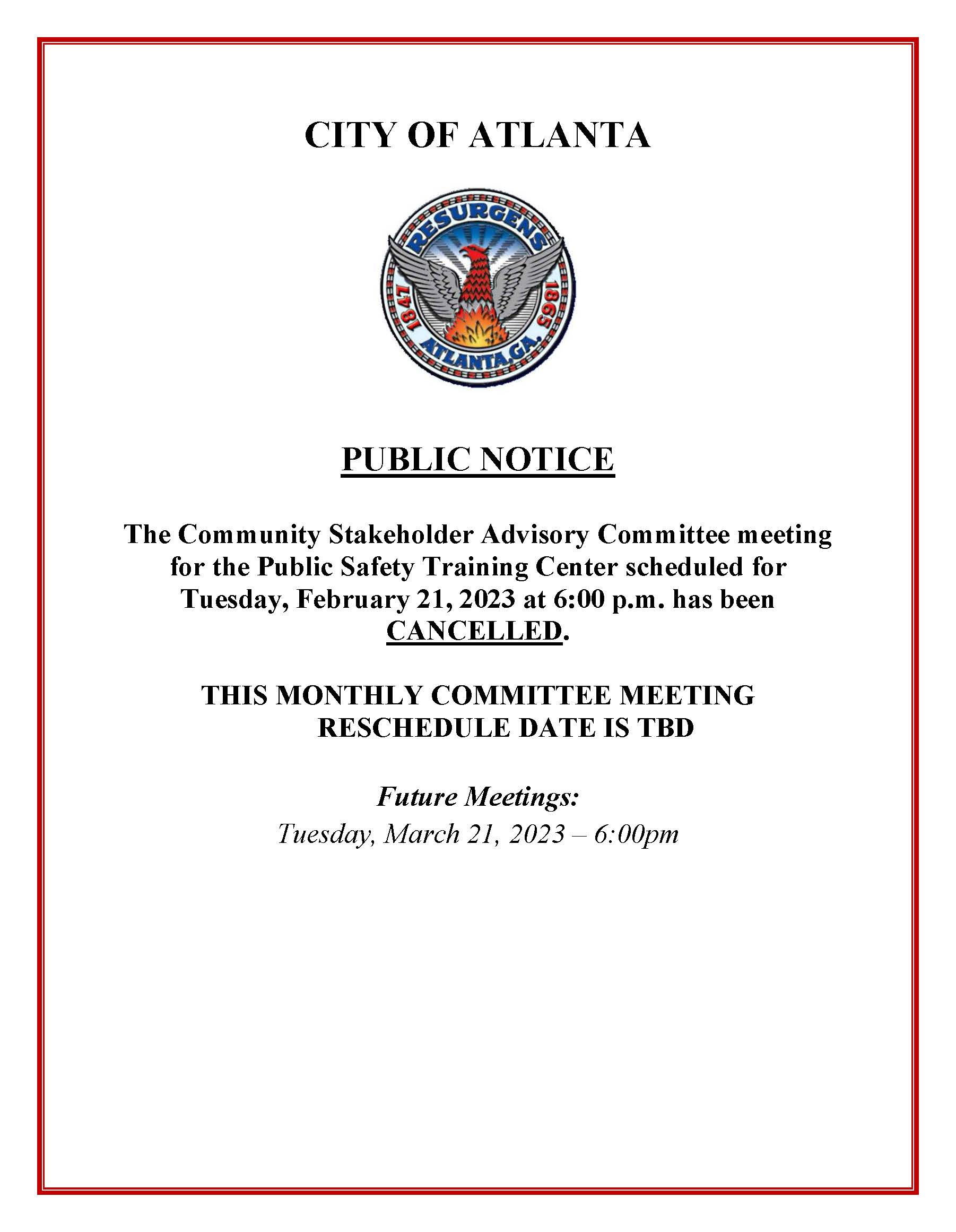 Cancelled Community Stakeholder Advisory Committee_February.21.2023