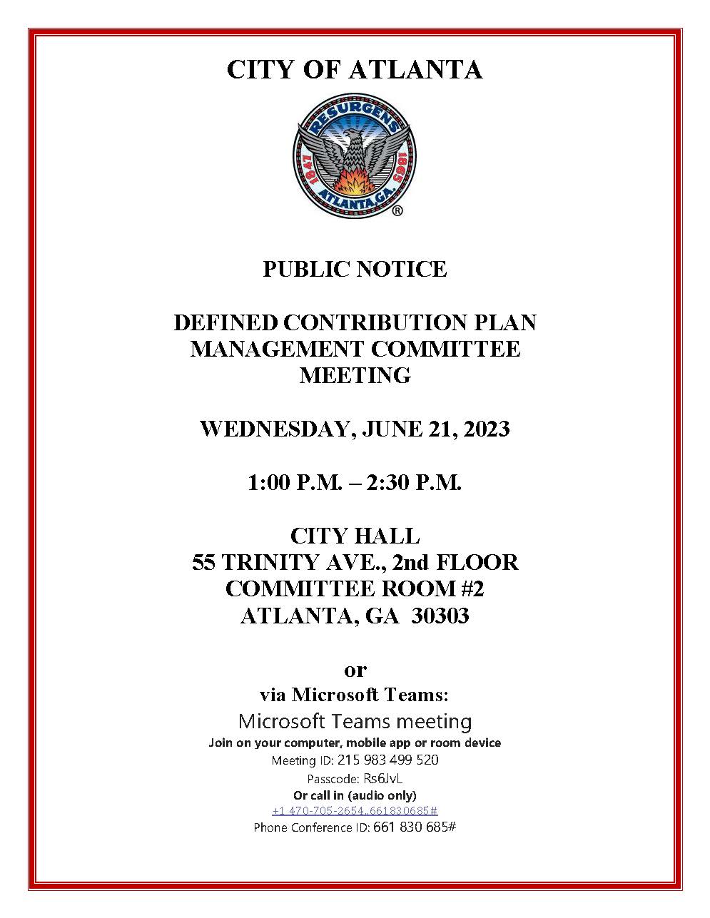 Defined Contribution Plan Mgmt. Comm. Meeting.6.21.2023