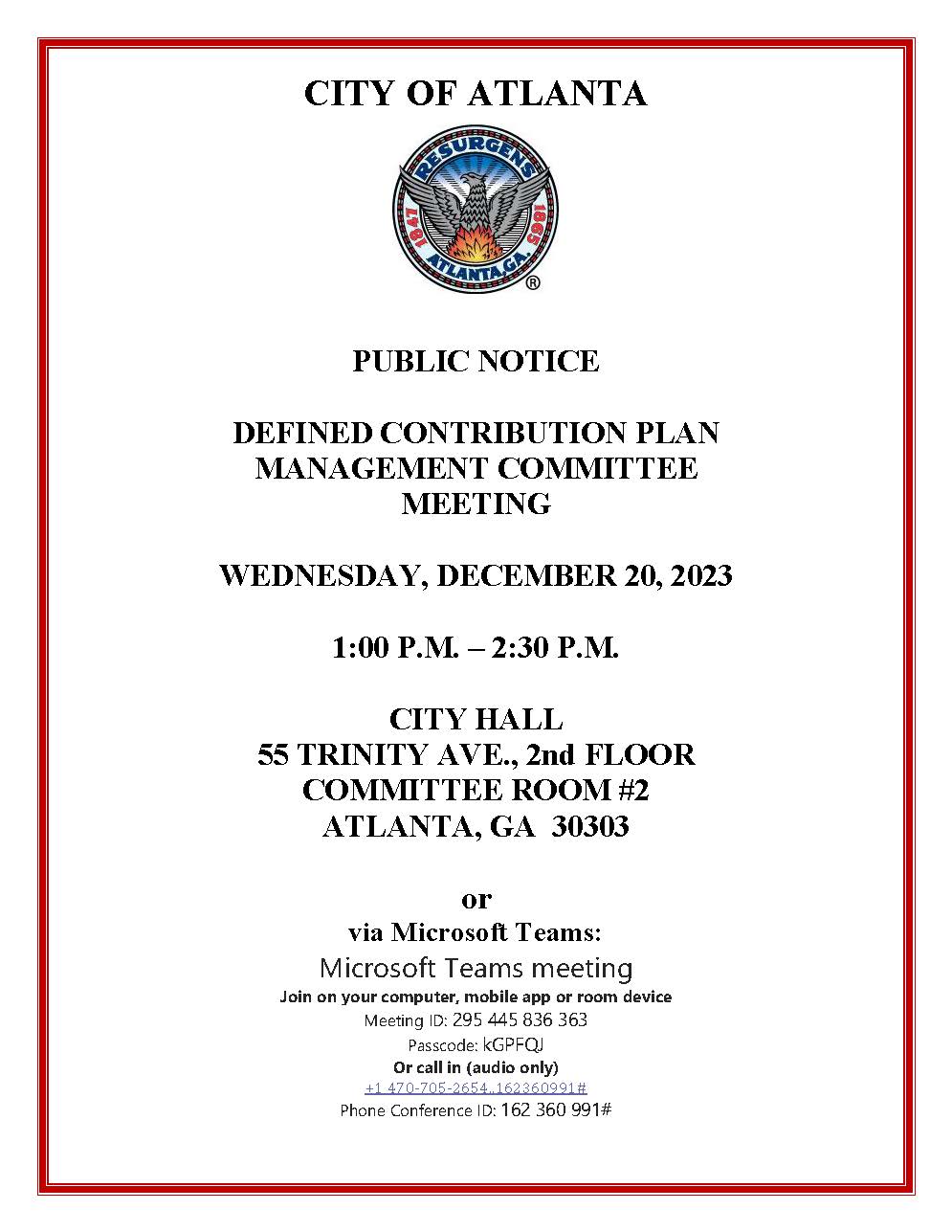 Defined Contribution Plan Mgmt. Committee Meeting.12.20.2023