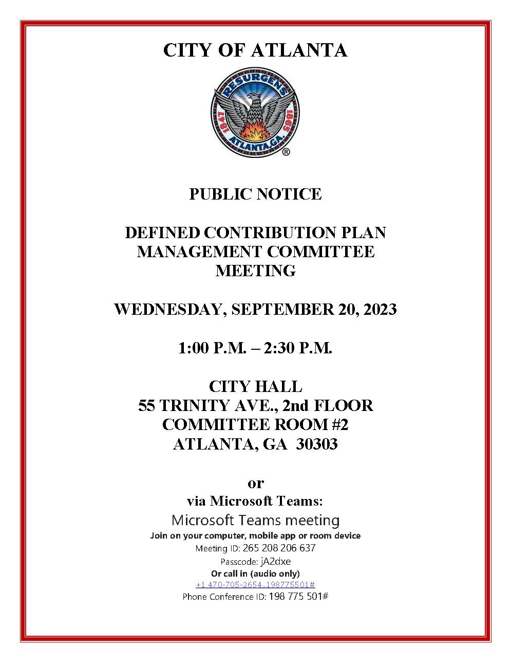 Defined Contribution Plan Mgmt. Committee Meeting.9.20.2023