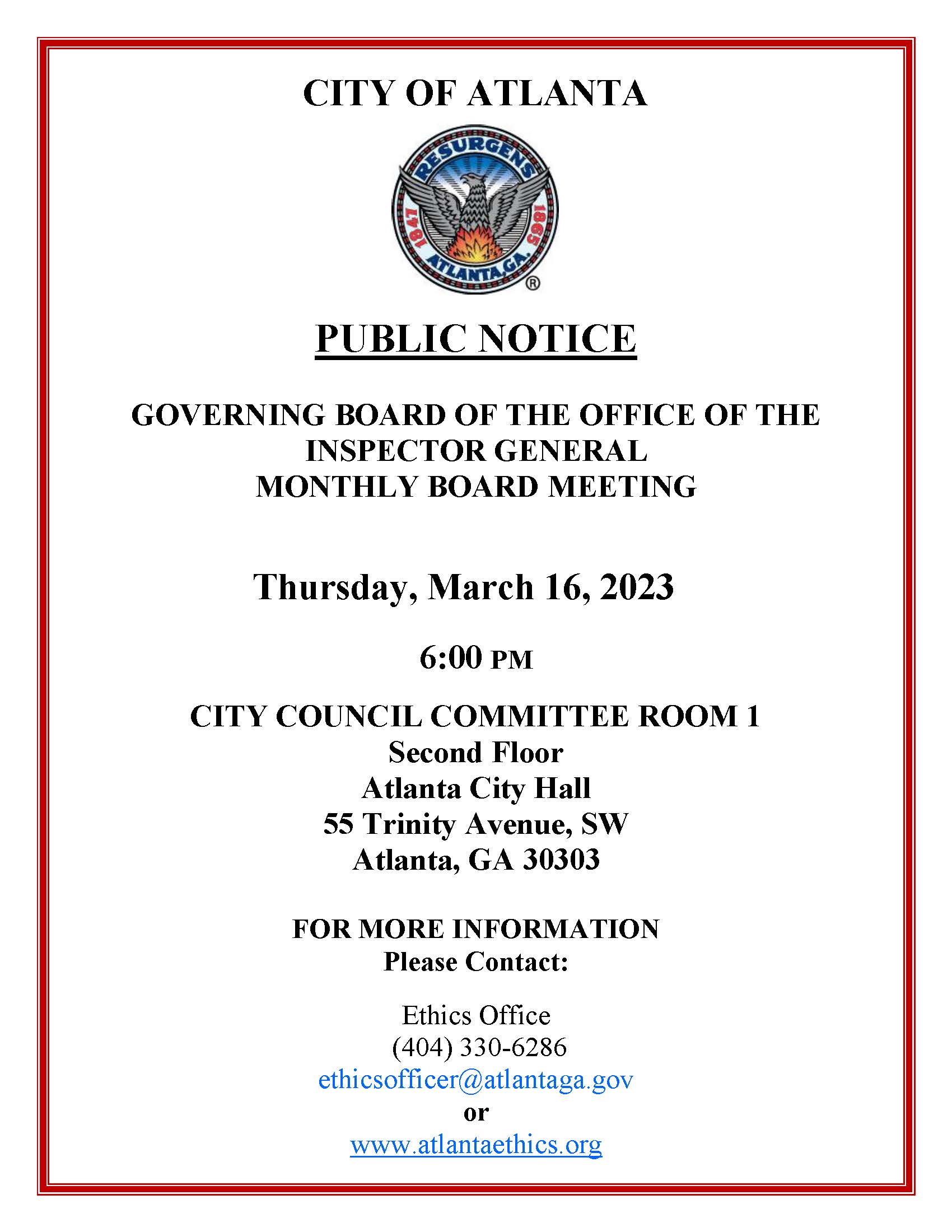 OIG Monthly Board Meeting_Public Notice_031623