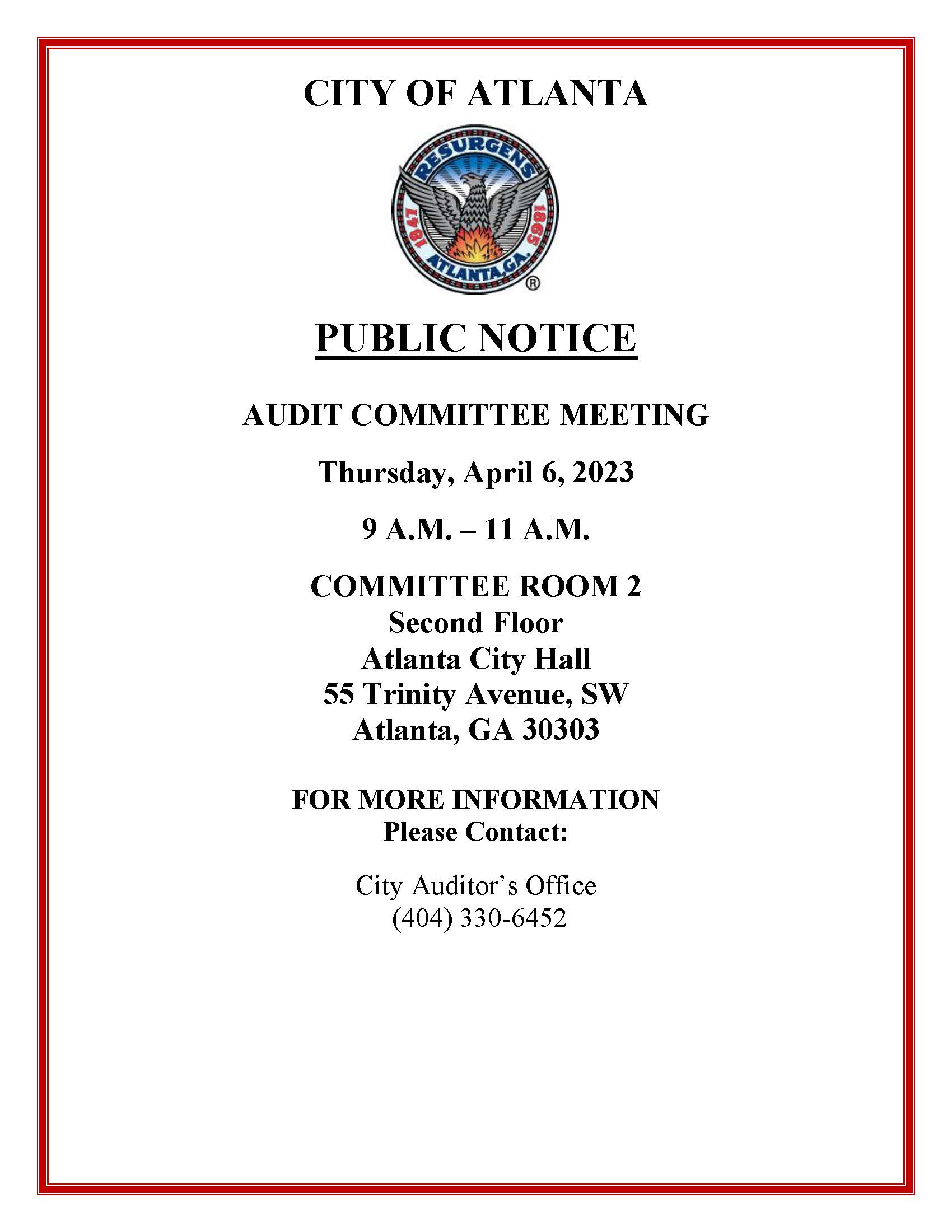 Audit Committee Public Notice April 6 2023