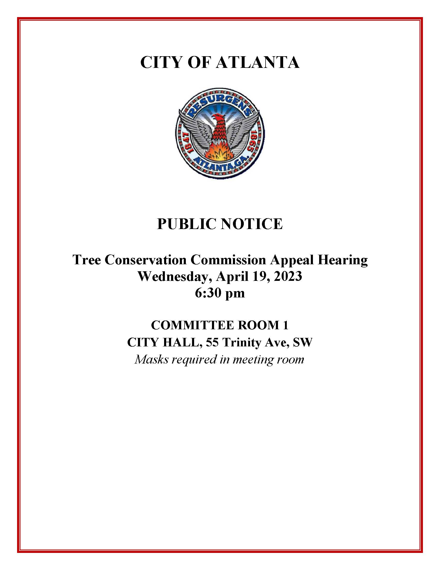 Public Notice Tree Conservation Commission Hearing April 19 2023